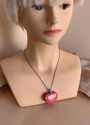 Кулон сердце стразы 3