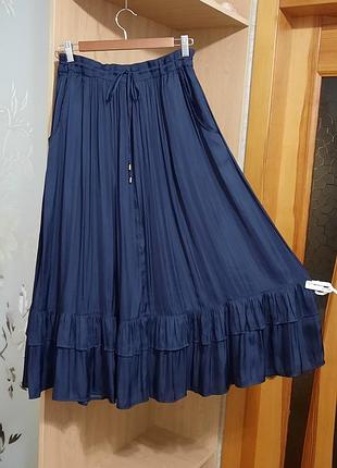Юбка marks &amp; spencer р. eur 4286 14 ярусная на резинке и кулиске искусственный шелк