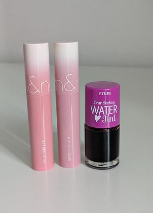 Три корейских тинта rom &amp;nd juicy lasting tint + etude water tint