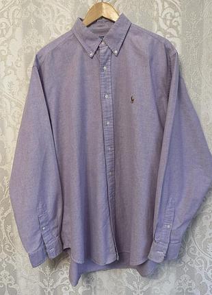 Вінтажна сорочка polo ralph lauren yarmouth oxford 100% cotton лавандова сорочка xl