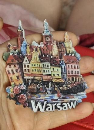 Магнит на холодильник варшава польша акрил( пластик)