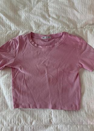 Zara pink cropped t-shirt 🌸