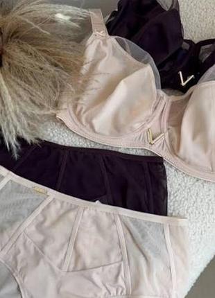 Комплект lanny 11593  💖 гладкий, черный сd, телесный с