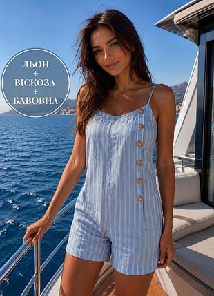 Летний комбинезон primark из хлопка вискозы и льна  🌿 натуральный состав • размер l