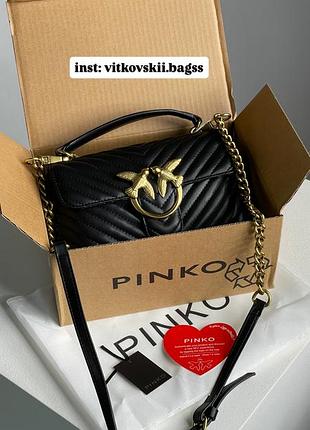 Сумочка mini classic lady love bag puff chevron black/gold🤍