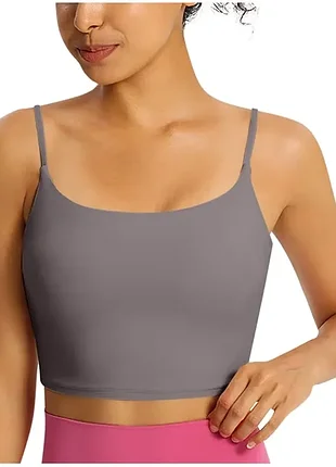 Спортивный кроп-топ / бра primark workout на бретелях (графитовый / темно-серый) размер м