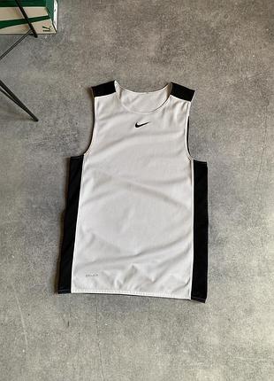 Nike dri-fit оригінал чоловіча майка футболка спортивна баскетбольна для зала тренувань спорту двостороння найк чорна біла на хлопця підлітка