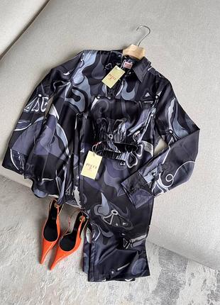 Костюм pucci темний сірий штани та сорочка