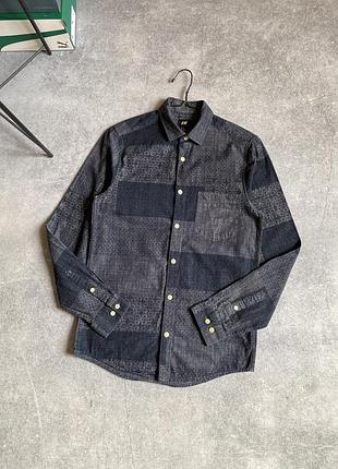H&m оригінал чоловіча сорочка рубашка на довгий рукав з принтом візерунком малюнком легка на літо на хлопця підлітка підліткова