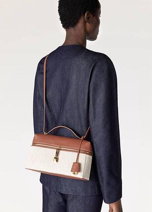 Сумка loro piana 23 cm ніла колекція з тканиною коричнева на ремінці