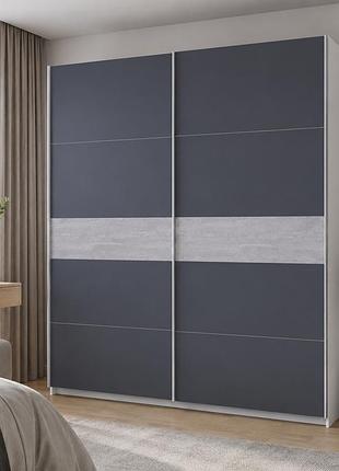 Шафа купе doros g-caiser білий/графіт вставка бетон 2 дсп /5 частин 220х60х240 (44900281) (drs-012232)