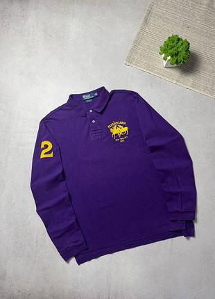 Поло з довгим рукавом лонгслів кофта polo ralph lauren big logo оригінал преміальна вінтаж 90-х років