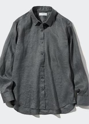 Uniqlo лляна графітова сорочка m