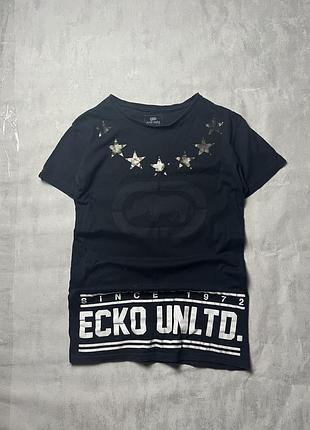 Футболка ecko unltd состояние- хорошее размер- с-м замеры длина-73 ширина-47 длина рукава от плеча-17 цена-300грн