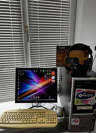 Комп'ютер bravo + монітор dell 1708fp1 + клавіатура, мишка а також подарунки — для студентів, учнів, роботи і навчання. в дуже гарному стані!