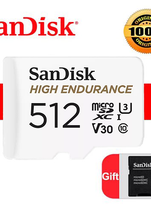 Видеорегистратор, видеонаблюдение , карта памяти sandisk high endurance 512 гб.