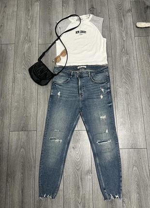 Джинси zara жіночі з потертостями, розмір eur 42 (usa 32), б/в