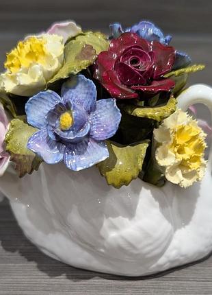 Порцелянова квіткова композиція “лебідь” aynsley fine bone china