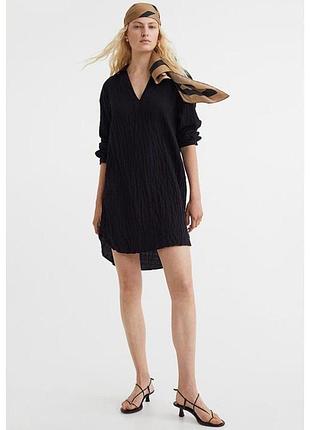 Хлопковое платье рубашка свободного кроя h&amp;m