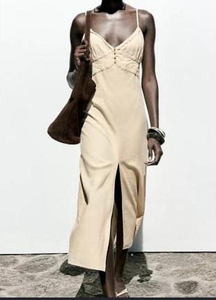 Льняна сукня zara