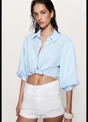 Сорочка лляна zara обʼємні рукава