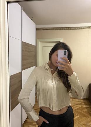Сорочка віскозна молочного кольору zara розмір s-m