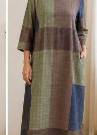 Платье длинное свободного кроя в стиле бохо / oversize большого размера.