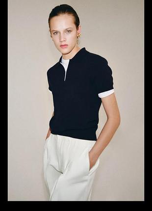 Трикотажне поло синє zara оригінал 6427/020/401