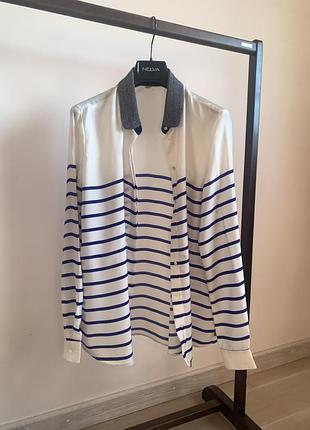 Сорочка блуза з коміром декорованим цепкою м maison scotch