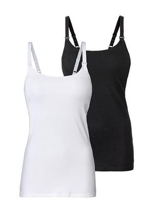 Майка для кормящих мам с вшитым топом набор 2 шт. для женщины esmara lycra® 426908_480040 s черный, белый