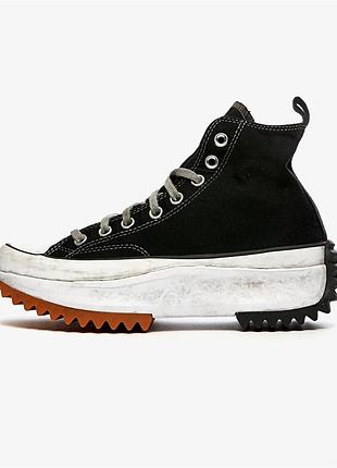 Чорні кеди на високі платформі кеди convers converse run star hike hi smoked canvas black чоловічі кеди жіночі високі кеди на платформі