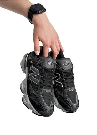 Женские кроссовки new balance 9060 black light grey