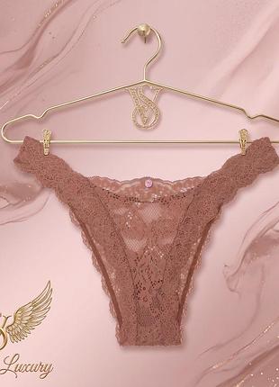 Кружевные трусики бразилиана victorias secret lace-trim brazilian panty, dream angels. оригинал