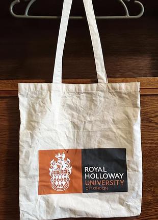 Сувенирный хлопковый холщовый мешок выпущен royal holloway, university of london.