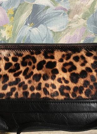 Шкіряна сумка crossbody marks & spencer «autograph» (натуральне хутро / леопард)
