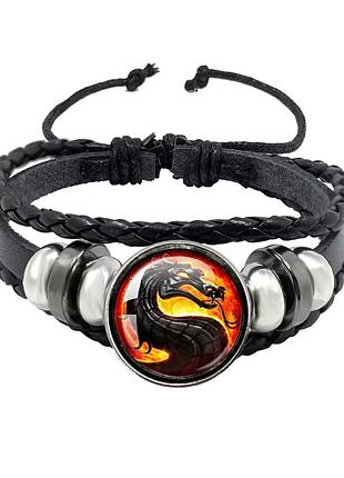 Браслет mortal kombat dragon totem амулет з вогняним драконом еко-шкіра