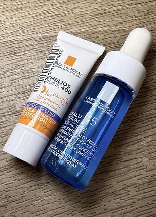 La roche-posay anthelios mune 400 spf 50+ fluid (солнцезащитный флюид)  la roche-posay hyalu b5 serum (гиалуроновая сыворотка против морщин)