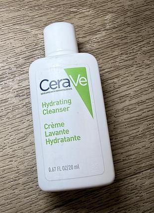 Cerave hydrating cleanser для вмивання,зволожуючий гелів для вмивання cerave hydrating cleanser 20 ml,умивалка cerave hydrating cleanser 20 мл
