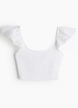 Білий літній топ h&m з рукавами метеликами
