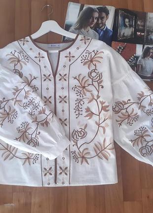 Стильная блузка вышиванка, вышитая рубашка h&amp;m xs/s