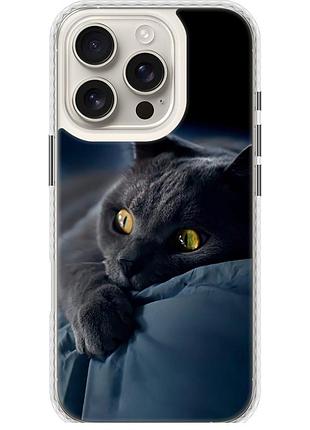 Чехол чехол bumper на телефон iphone 16 pro дымчатый кот "825pc-3708-58250"