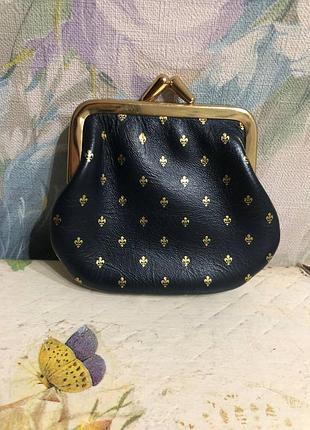 Ветренный кожаный кошелек-монетница fleur-de-lis (made in england, натуральная кожа)