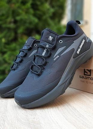 Чоловічі якісні та стильні кросівки salomon genesis gore-tex чорні з сірим