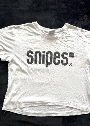 Жіноча брендова біла футболка snipes з великим логотипом (оригінал), розмір xs