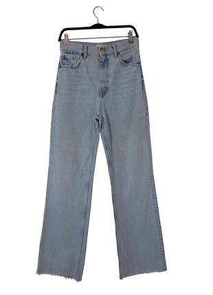 Голубые джинсы с высокой посадкой zara wide leg