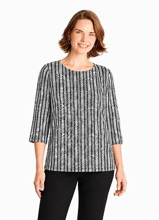 Жіноча блуза, топ marimekko ilma 2017  у чорно-білому кольорі з виразним, геометричним візерунком. виготовлена з натуральної бавовни, має вільний крі