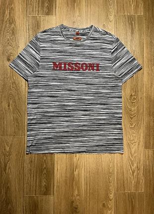 Футболка missoni у сіро-чорну смужку, розмір l