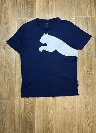 Футболка puma темно-синя з великим логотипом, розмір s