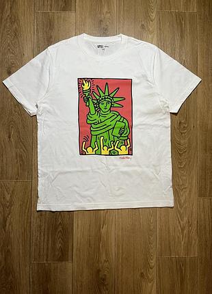 Футболка uniqlo x keith haring, біла, розмір l