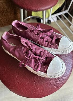 Оригінальні низькі кеди converse all star сливові / бордові